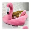 Cat Beds Furniture Adorable Flamingo Shaped 2 Color Pet Bed House Lovely Kittens For Small Dog Pets Drop Delivery Home Garden Suppl Dh8Hu