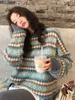 Women's Sweaters Winter Knitwear Pullover For Women Top Blue Vintage Long Loose Autres Sweats Warm Korea Fashion Kawaii Jersey Jumper 230109