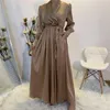 Abbigliamento etnico Abito lungo musulmano Donna Caftano Turchia Abaya Dubai Eid Hijab Robe Femme MusulmaneRamadan Caftano islamico Marocain Vestido