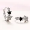 Hoop Earrings Dainty Stars Small For Women Black Crystal Cubic Zirconia Exquisite Girls Circle Statement Jewelry