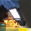 Buiten Solar Wall Lights Cob LED Street Lamp met afstandsbediening 3 Lichtmodus Waterdichte bewegingssensor Beveiliging verlichting voor tuin