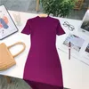 Casual Dresses Autumn Slim One-piece Long Knit Dress Temperament O Neck Stretch Knitted Calf Pencil Purple Black