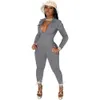 Jumpsuits Women Long Sleeve Rompers Fall Winter Clothes Casual Solid dragkedja Jumpsuits One Piece Overall Solid Cargo Pants Bulk Artiklar 8502