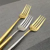 Dinware sets 4 stks 304 roestvrijstalen zilveren eetgelegenheidsmesvorken bestek goede spiegel goudgolden restaurant servies