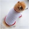 Dog Apparel Sublimation Blanks Clothes White Blank Puppy Shirts Solid Color Small Dogs T Shirt Cotton Pet Outwear Supplies Drop Deli Dh4Ek