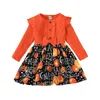 Meisjesjurken Halloween Kinderjurk voor meisjes elegant feest babykleding herfst winter kinderen casual tutu pompoenprint peuter