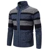 Męskie swetry jesienne zimowe kardigan męskie kurtki płaszcze mody w paski dzianiny szczupły płaszcz męski odzież 221014