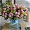 Couronnes de fleurs décoratives en gros 1 bouquet / 15 têtes 4 cm mariage vintage mini rose fleur de soie artificielle décoration de la maison faux Oty8A