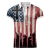 Men's Polos Male Summer Independence Day Printed T Shirt Turn Down Collar Short Sleeve Tops