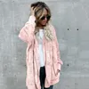 Kvinnors stickor Tees Harajuku Kvinnor Loose Long Cardigan Autumn Winter Sleeve Imitation Fur Cardigans Ladies Warm Coat Outwear 230109