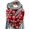 Scarves Women Winter Christmas Scarf Santa Claus Print Casual Soft Xmas Warm Shawls Fashion Wrap Button Foulard Neck