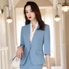 Kadınlar Suits Yarım Kollu Blazer Kadınlar 2023 İlkbahar Yaz Günlük Moda All-Match İnce Ceket Ofis Bayanlar Resmi İş Takım Eyalet