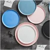 Dishes Plates Black Round Small Nordic Plate Ceramic Luxury Deep Porcelain Serving Trays Decorative Talerze Obiadowe Dinnerware Bk Dhvkg