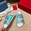 Brand Sandals transparent thick soled slippers women's summer wear flat bottomed 2023 new water drill going out size 35-42