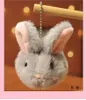 8cm Real Mink Fur Rabbit Toys 2023 Easter Bunny Key Chain Rings Kids Wording Party Gift Keyring Bag Car Pendant keychain Charms Cartoon Ransour