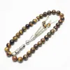 Strand Beaded Strands 8/10 mm Tiger Eye Stone Tassel wisiorek 33 Krzyki modlitewne Islamskie muzułmańskie różaniec Tasbih Mohammed dla kobiet mężczyzn