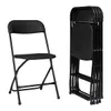 5 Pacote de plástico preto cadeira dobrável cadeira interna portátil empilhável assento comercial com moldura de aço 350lb Eventos de casamento