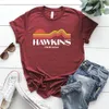 T-shirt femme rétro Stranger Things Hawkins Indiana unisexe collège chemise à l'envers t-shirts vintage esthétique graphique t-shirt 230110