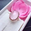 Cluster Rings Fashion Rose Quartz Ring Natural and Real Set 925 Sterling Silver