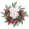 Decorative Flowers & Wreaths 40cm DIY Hanging Wreath Christmas For Front Door Red Fruit PE El Window Party Wedding Decor Pendant