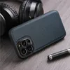 Casos de designer de luxo colorido de couro s￳lido PU de couro para o iPhone 14 12 11 Pro Max 13 Pro Max Business Metal Camera Protection Slim Tampa