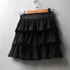 Skirts Summer Women Elasticity Waist Mini Ladies Chiffon Casual Cake Black White Femme Pleated 230110