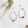 Серебряный новый модный винтаж M Beads Chain Bracelets Women 925 Стерлинги Серванная Жемчужная Жемчужина и черная агата свадебные ювелирные украшения Dhwky