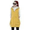 Kvinnors västar 2023 Autumn Winter Down Cotton Vest Kvinnlig mitten av ärmlösare Jacka Padded Parkas Waistcoat Women Coat