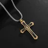 Anhänger Halsketten Männer Und Frauen Edelstahl Bicolor Kreuz Intarsien Zirkon Halskette Religiöse Christian Trend Amulett Schmuck Geschenke