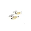 Cuff Links 10Pairslot Swimming Fish Cufflinks Fishbone Copper Plating Bone Mens Jewelry Wholesale 221022 Drop Delivery Tie Clasps Dh4Cn