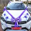 Decorative Objects Figurines Wedding Car Decoration Flower Set Cover Door Handle Ribbons Silk Garland With Tulle Rose Accessory Wed Decor2023 230110