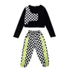 Bühne tragen Jazz Kostüm für Mädchen Hip Hop Kleidung Crop Tops Plaid Hosen Modern Dance Konzert Leistung Outfit Rave BL7925