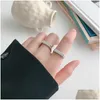 Silver 925 Sterling Sier Open Ring Minimalist Geometric Rectangar Smooth Face Jewelry Bague Drop Delivery Fine Dh1Io