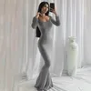 Casual Dresses Autumn Sexig O-Neck Dress for Women Evening Maxi Ladies BodyCon Peach Hip Elegant Clothing Party Club Vestidos