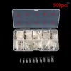 Valse nagels 500 stcs tips transparante witte helft deksel Franse nep nail kunst kunstmatige acryl gel uv 10 size pers aan