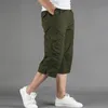 Men's Shorts Knee Length Cargo Summer Casual Cotton Multi Pockets Breeches Cropped Short Trousers Military Camouflage 230130