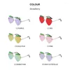 Sunglasses Fashion Women Rimless Sun Glasses Personality Strawberry Hollow Out Irregular Candy Color Uv400 Eyewear Accessories