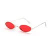 Lunettes de soleil 2023 rétro petit ovale femmes Vintage nuances noir rouge métal couleur lunettes de soleil marque Design clair lentille lunettes UV400