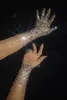 Luksusowe stretch dhinestones rękawiczki ślubne błyszczące kryształowe ozdobne siatki Kobiety długie rękawiczki nocne klub imprezowy taniec scena