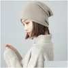 Beanie/Skull Caps Beanieskl Women 30 Cashmere Thin Simple Solid Rolled Hem Hat Blends Soft Yarn Knit Beanies Wool Winter Spring Warm Dhhca