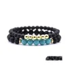 Brins de perles Bracelet de perles de bois Bouddhisme tibétain Méditation Prière épicée Hommes Élastique Pierre Naturelle Cuivre Ensemble Drop Livraison Jewe Dhbwm