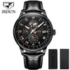 Montres-bracelets JSDUN Relogio Masculino Montre mécanique automatique pour hommes Calendrier étanche Phase de lune Cuir Otomatik Erkek Saat 8909