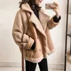 Kvinnors ull Kvinnor Autumn Winter Lamb Sheepskin Coat 2023Fur One -Piece Thicked Jacket Women's Casual Warm Woolen S - 4