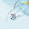 925 Sterling Silver Blue Pansy Flower Necklace تناسب قلادة المجوهرات على طراز Pandora الأوروبية