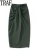 Skirts TRAF Knot Long Women High Waist Split Pencil Sets Streetwear Pleated Summer Woman Elegant Midi 230110