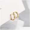 Silver Women Earrings 100 925 Sterling Sier Wide Surface Stud Earring /Gold Color Female Circle Hoop Drop Delivery Jewelry Fine Dhtwe