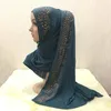 Ethnic Clothing H1429 Fashion Modal Elastic Jersey Cotton Long Scarf With Rhinestones Islamic Hijab Womens Headwrap