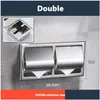 Porte-papier hygiénique à double encastrement Toileissue Holder Black All Metal Contruction 304 Stainless Steel Bathroom Roll Box Drop Delive Dhiyl