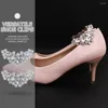 Cavigliere Scarpa Bottoni con strass Clip da sposa in cristallo Charms Fibbie da sposa Ornamenti Scarpe Fiori floreali rimovibili Fiore