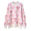 Women's Sweater Knitted Sweater Pullovers Oneck Pearls Beading Sweet Heart Pull Jumpers Long Sleeve Kawaii clothes Femme tops 230109